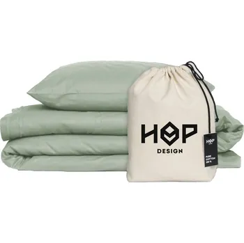 Povlečení Sada povlečení HOP DESIGN šalvějově zeleň 220/200cm + 2 povlaky na polštáře 70/80cm