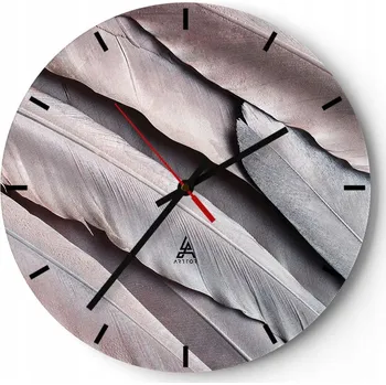 Hodiny Velké nástěnné hodiny 40x40cm Pírko Ptáka Skleněné hodiny Kulatý Tiché