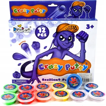 Modelovací hmota SKÁKACÍ SLIZ PRUŽNÁ MAGICKÁ HMOTA CHYTRÁ PLASTELÍNA 12 KS
