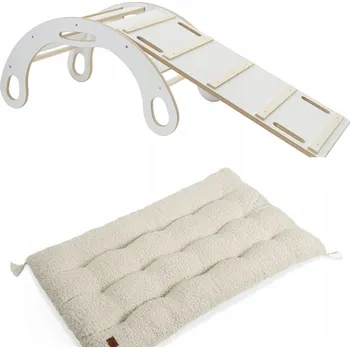 Hračka pro nejmenší Houpačka Baby-Raj koník MDF bílý s klouzačkou a matrace