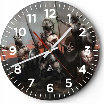 Hodiny Velké nástěnné hodiny 40x40 Rytíř - Skleněné hodiny Kulatý Tiché