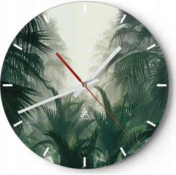 Hodiny Nástěnné hodiny do kuchyně 30x30 Džungle Skleněné hodiny do obýváku Loft Tiché