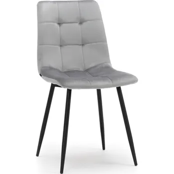 Jídelní židle ČALOUNĚNÁ ŽIDLE PROŠÍVANÁ VELUROVÁ DO OBÝVACÍHO POKOJE JÍDELNY SVĚTLE ŠEDÁ PARMA