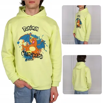 Pánská mikina Pokemon Charizard Mládežnická mikina s kapucí zateplená limetková 158 cm