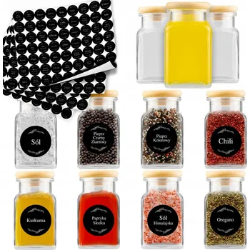 Sklenice 20x Sklenička na koření 150 ML + 252 samolepky