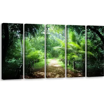 Obraz OBRAZ TRYPTYK Zelený Les Cesta 150x60