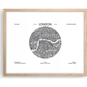 Obraz Obraz plakát na zeď v rámu světlý dub 50x40 mapa foto plakáty do obýváku