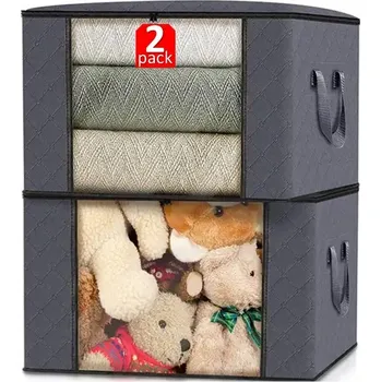 Úložný box Úložný box na povlečení, oblečení, hračky 2 ks prošívaný HEXAGON 60x40x33 cm