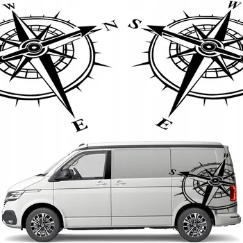 Samolepicí dekorace na vozidlo 1x SAMOLEPKA na obytný vůz/auto KOMPAS RŮŽICE VĚTRŮ 90x99