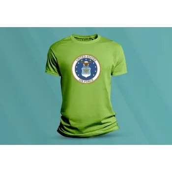 Chlapecké tričko Dětské bavlněné tričko Letectvo USA. Lime velikost L