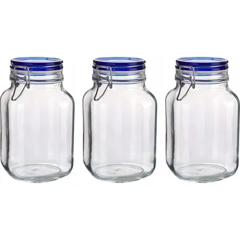 Sklenice ZAVAŘOVACÍ SKLENICE hermetická spona na POTRAVINY 3x 2 L BORMIOLI