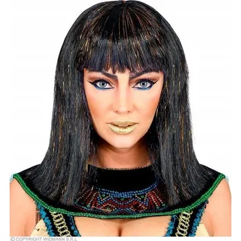 Karnevalová paruka Widmann paruka polodlouhé vlasy černá s ofinou