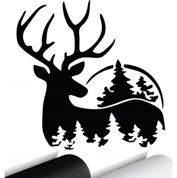 Samolepicí dekorace na vozidlo SAMOLEPKA Grafika na auto SILUETA JELENÍ DEER LES 15x15