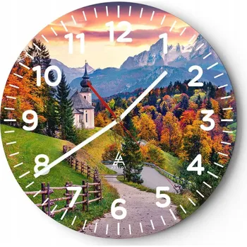 Hodiny Nástěnné hodiny do obýváku 40x40 Krajiny Kulatý Skleněné hodiny Loft Tiché