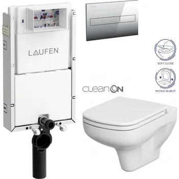 WC sada LAUFEN Podomít. systém LIS TW1 SET s chromovým tlačítkem + WC CERSANIT CLEANON COLOUR + SEDÁTKO H8946630000001CR CN1