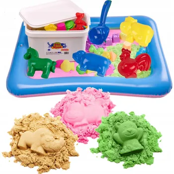 kinetický písek Kinetický písek 3 kg BibiMoon Velká sada s formičkami - pískoviště