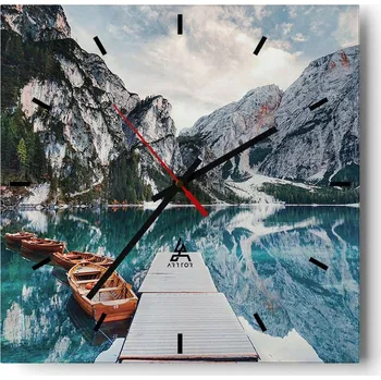 Hodiny Velké nástěnné hodiny 40x40 Krajina Skleněné hodiny Tiché