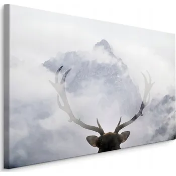 Obraz Obraz na plátně jelen hory příroda sníh 70x50