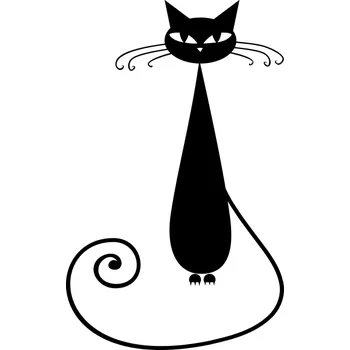 Samolepící dekorace Samolepka na stěnu Drukant kočka 80x50 cm černá