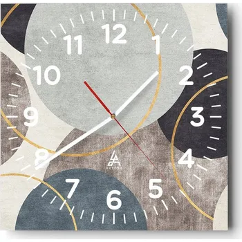 Hodiny Nástěnné hodiny do obýváku 40x40 Kruhy Tiché Skleněné hodiny Bez hlučnosti