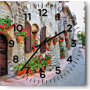 Hodiny Kuchyňské nástěnné hodiny 30x30 Město Skleněné hodiny do obýváku Moderní Tiché