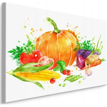Obraz Obraz do obýváku malovaná dýně a kukuřice 70x50