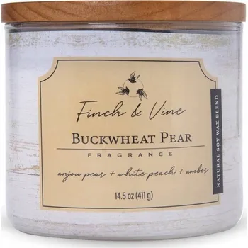 Svíčka Sójová vonná svíčka ve skle, vůně hruška a dřevo Colonial Candle 411g