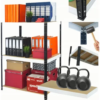 Dílenský regál Kovový regál do skladu a dílny HELIOS 90x90x40 cm, 3 police, nosnost 350 kg, ROBUSTNÍ