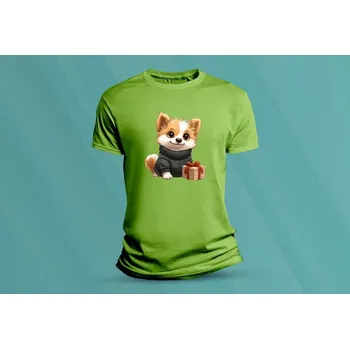 Dětské bavlněné tričko Vánoční pejsek 3. Lime velikost L