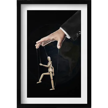 Obraz Nástěnný dekorativní obraz v rámu s grafikou Ruka ovládající loutku 40x60 cm