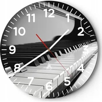 Hodiny Velké nástěnné hodiny 40x40 Piano Skleněné hodiny Kulatý Tiché