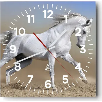 Hodiny Kuchyňské nástěnné hodiny 30x30 Kůň Skleněné hodiny do obýváku Moderní Tiché