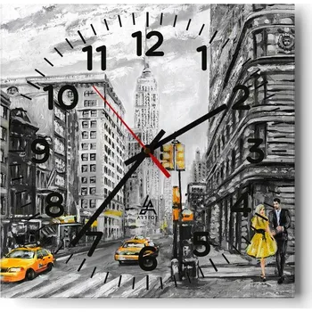 Hodiny Nástěnné hodiny do obýváku 40x40 Město Bez Hlučné Skleněné hodiny Tiché