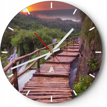 Hodiny Velké nástěnné hodiny 40x40 Krajina Skleněné hodiny Kulatý Tiché