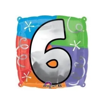 Balónek Fóliový balónek čtvercový číslice 6, 45 cm