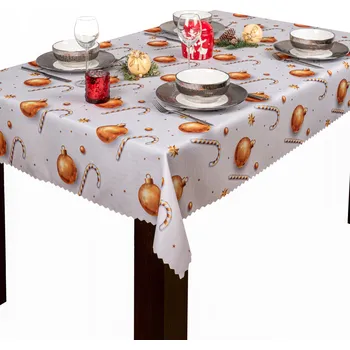 ubrus Vánoční ubrus sváteční Hvězda 120x240 cm, motiv baňky BN25