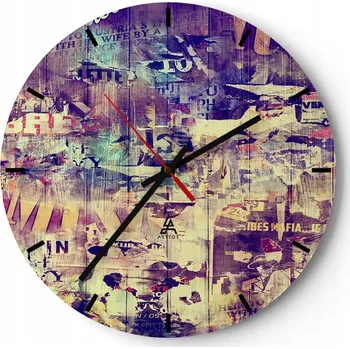 Hodiny Velké nástěnné hodiny 40x40 Graffiti Skleněné hodiny Kulatý Tiché