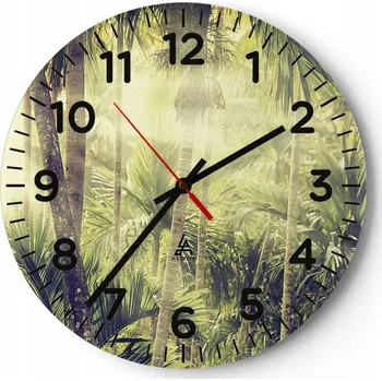 Hodiny Nástěnné hodiny do obýváku 40x40 Krajina Kulatý Skleněné hodiny Loft Tiché