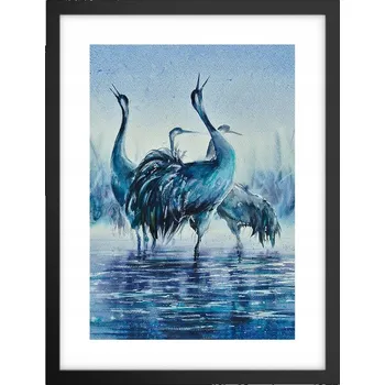 Obraz Obraz plakát v černém rámu do obýváku 30x40 ptáci foto plakáty na zeď