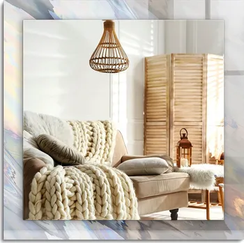 Zrcadlo Zrcadlo závěsné dekorativní s potiskem Abstraktní barevné 60x60 cm