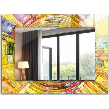 Zrcadlo Dekorativní nástěnné zrcadlo s potiskem dekoru Barevná abstraktní mozaika 80x60