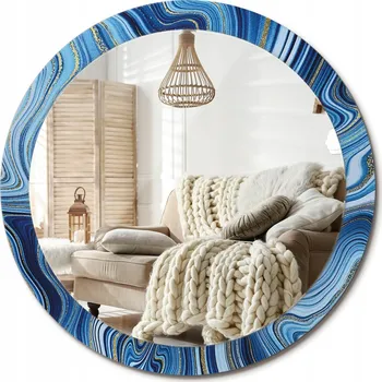 Zrcadlo Moderní dekorativní kulaté zrcadlo s potiskem Mramorová řeka průměr 90 cm