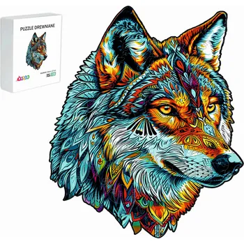 Dřevěná hračka DŘEVĚNÉ PUZZLE PRO DĚTI I DOSPĚLÉ 126 DÍLŮ VLK DÁREK PRO DĚTI