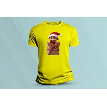 Dětská móda Dětské bavlněné tričko Vánoční skřítek 2. Žlutá velikost L