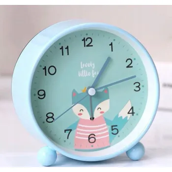 Hodiny Dětský budík Hodiny Liška s liškou TICHÝ MECHANISMUS Mátový kovový