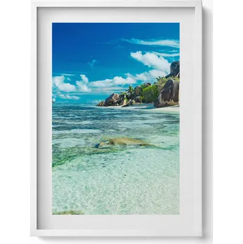 Obraz Ozdobný nástěnný obraz v rámu s grafikou loft Výhled na čistý oceán 50x70 cm