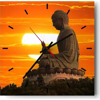 Hodiny Nástěnné hodiny do kuchyně 30x30 Asie Stylové hodiny na skle Loft Tiché