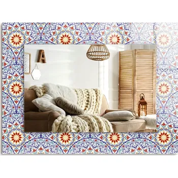 Zrcadlo Obdélníkové nástěnné dekorativní zrcadlo pro vertikální nebo horizontální montáž Mandale 80x60 cm