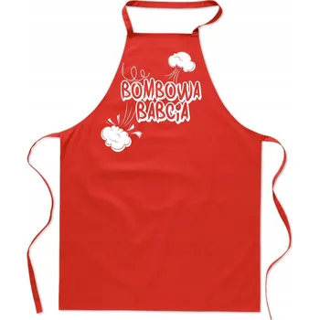Kuchyňská zástěra KUCHYŇSKÁ ZÁSTĚRA červená BOMBA BABIČKA dárek ke Dni FA_432_cw