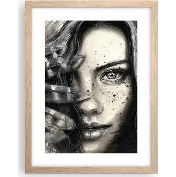 Obraz Obraz plakát v rámu světlý dub do obýváku 30x40 žena plakáty na zeď